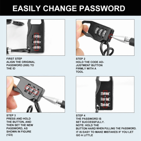 Candado con Contraseña y Manguera de Acero Retráctil