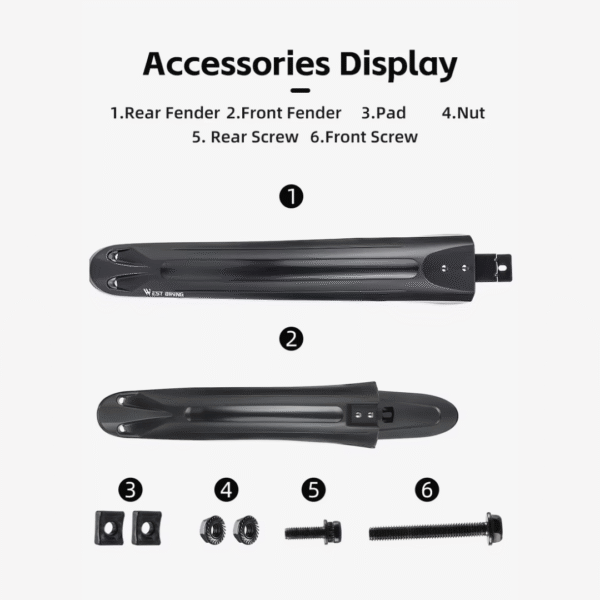 Guardabarros Delantero y Trasero MTB (Negro) - WEST BIKING