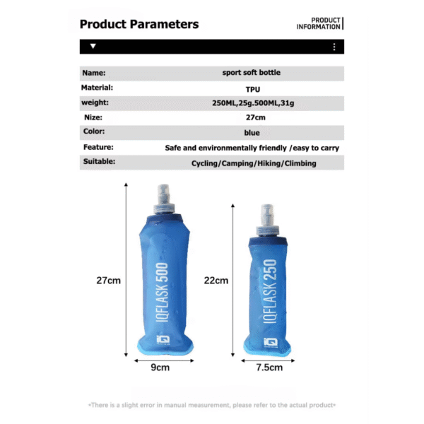 Botella de hidratación IQFLASK de TPU de 250 ml y 500 ml