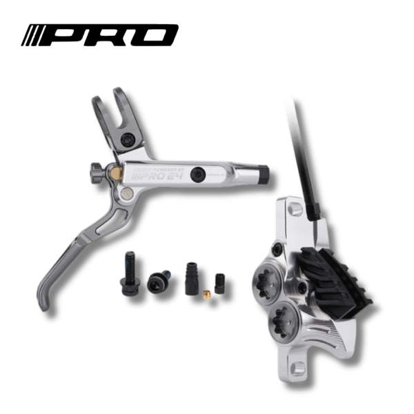 KIT DE FRENO HIDRÁULICO IIIPRO E4 CON 4 PISTONES – PLATA