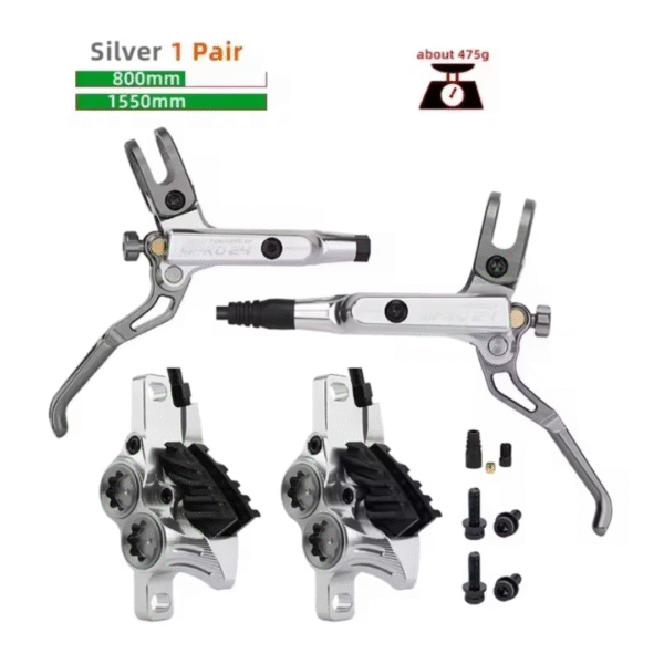 KIT DE FRENO HIDRÁULICO IIIPRO E4 CON 4 PISTONES – PLATA