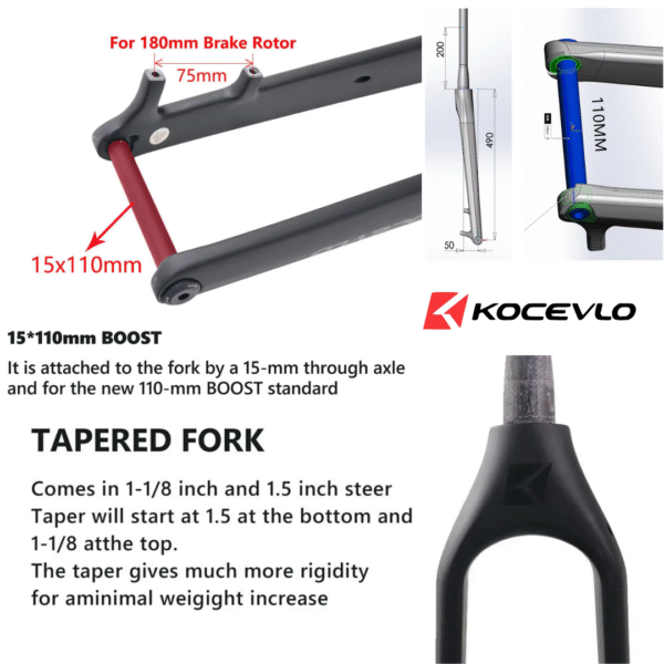 Horquilla Rígida KOCEVLO CONICAL BOOST 15x110mm – Varios Colores