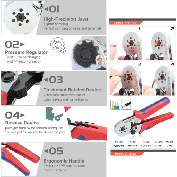 Herramientas Eléctricas Lllave para Terminal de Cable HSC8 6-6