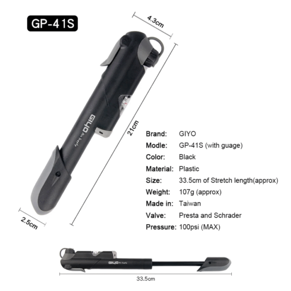 Manómetro de Bomba de Aire GIYO Mini 100PSI