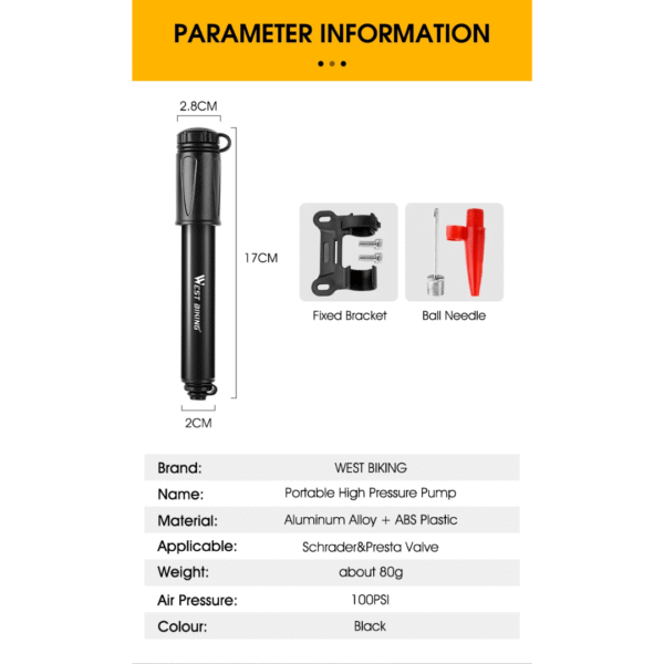 Bomba de Aire WEST BIKING Con Manguera 100PSI