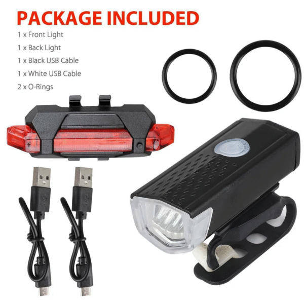 Juego de Luces de Bicicleta USB 300 Lúmenes Kit de Faros Delanteros/Traseros