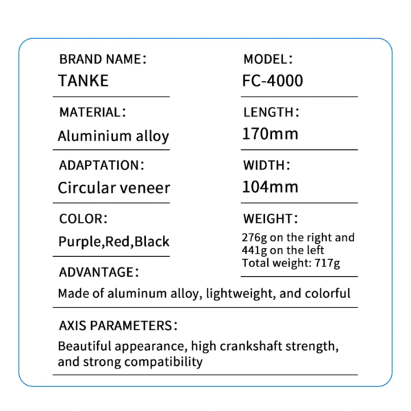 Juego de Bielas de Tanque Integrado FC4000 BCD 104mm 36T & 40T