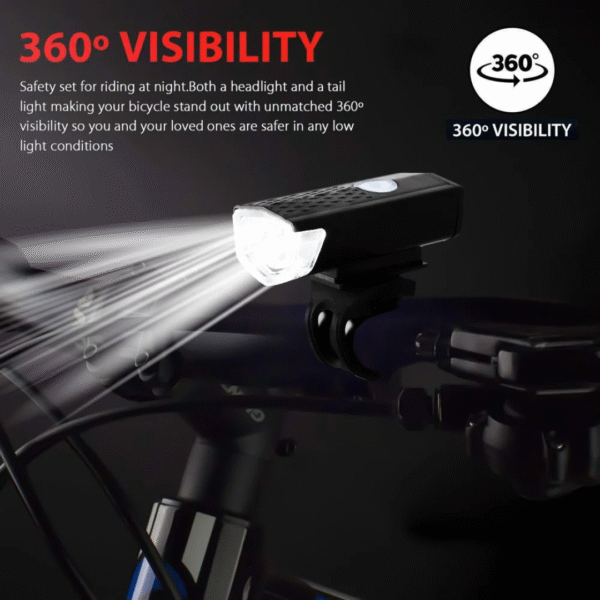 Juego de Luces de Bicicleta USB 300 Lúmenes Kit de Faros Delanteros/Traseros