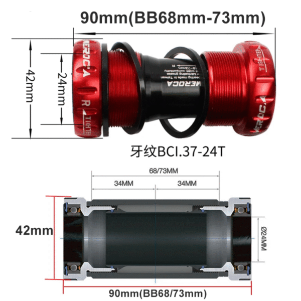 Caja Central MEROCA HOLLOWTECH BB68 73mm