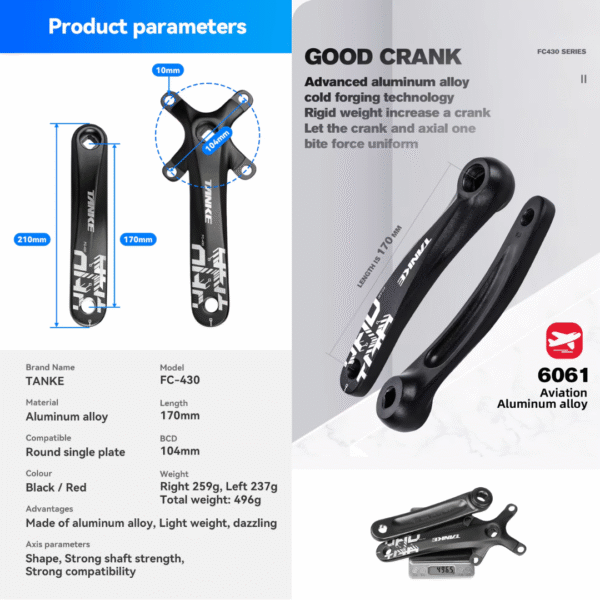 FC4000 BCD 104mm 36T & 40T Juego de Bielas de Tanque Cuadrado