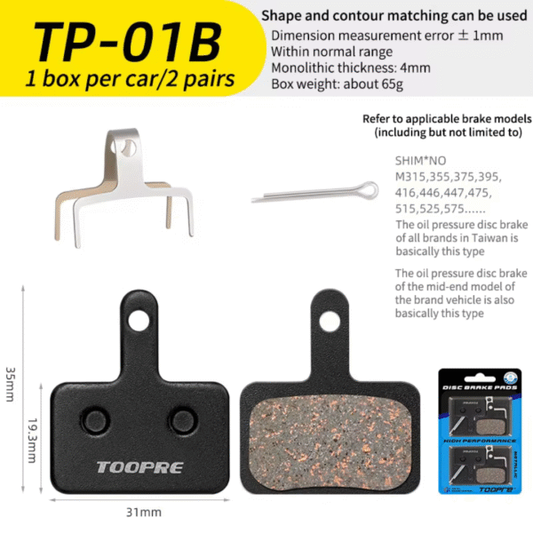 Pastilla de Disco de Freno TOOPRE 2 Pares TP-01B