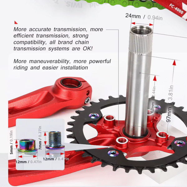 Juego de Bielas TANK 36T Integrado Rojo