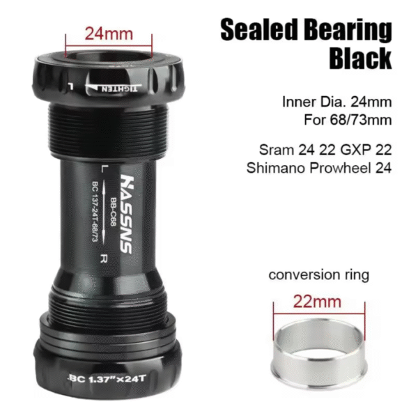 Caja Central HASSNS HOLLOWTECH BB68 – Negro