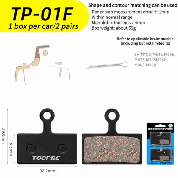 Pastilla de Disco de Freno TOOPRE 2 Pares TP-01F