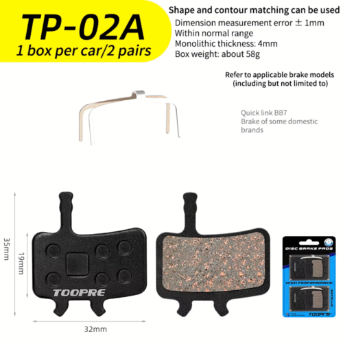 Pastilla de Disco de Freno TOOPRE 2 Pares TP-02A