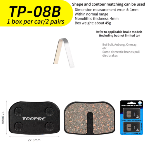 TP-08B Pastilla de Disco de Freno TOOPRE 2 Pares TP-08B