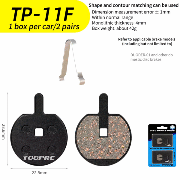 Pastilla de Disco de Freno TOOPRE 2 Pares TP-11F